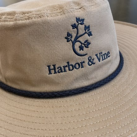 Embroidered sun hats with logo detail