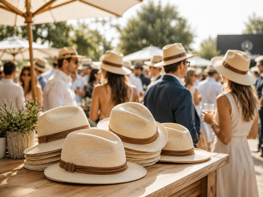 Logo sun hats for a corporate event and promotional giveaway